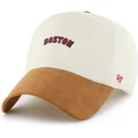 cap-kumer-beige-adjustable-strap-marron-clean-up-mini-script-suede-visor-boston-red-sox-mlb-47-brand
