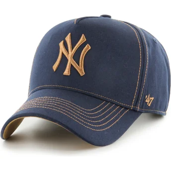 47 Brand Curved Brim MVP DT Contrast Stitch New York Yankees MLB Navy Blue and Brown Adjustable Cap