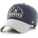 cap-kumer-navy-blue-adjustable-strap-clean-up-windham-suede-vintage-new-york-yankees-mlb-47-brand