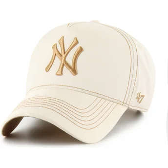 47 Brand Curved Brim MVP DT Contrast Stitch New York Yankees MLB Beige Adjustable Cap