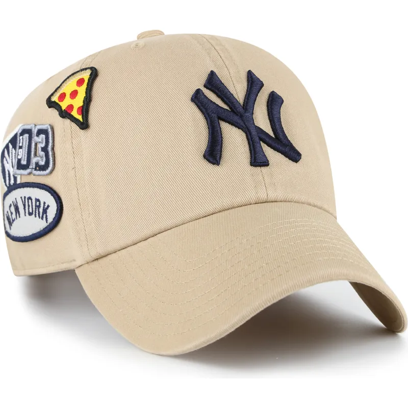 47-brand-curved-brim-clean-up-badges-new-york-yankees-mlb-khaki-adjustable-cap
