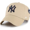 47-brand-curved-brim-clean-up-badges-new-york-yankees-mlb-khaki-adjustable-cap