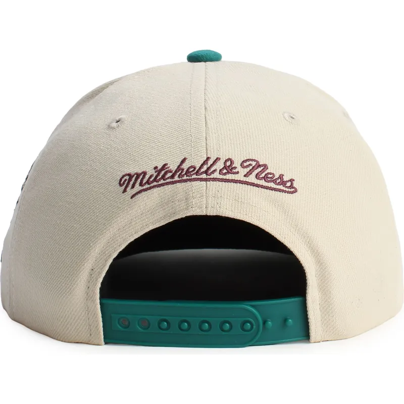 mitchell-ness-flat-brim-across-the-board-anaheim-ducks-nhl-green-and-beige-snapback-cap
