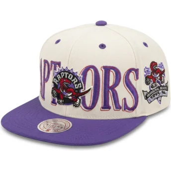 Mitchell & Ness Flat Brim Across The Board Toronto Raptors NBA Purple and Beige Snapback Cap