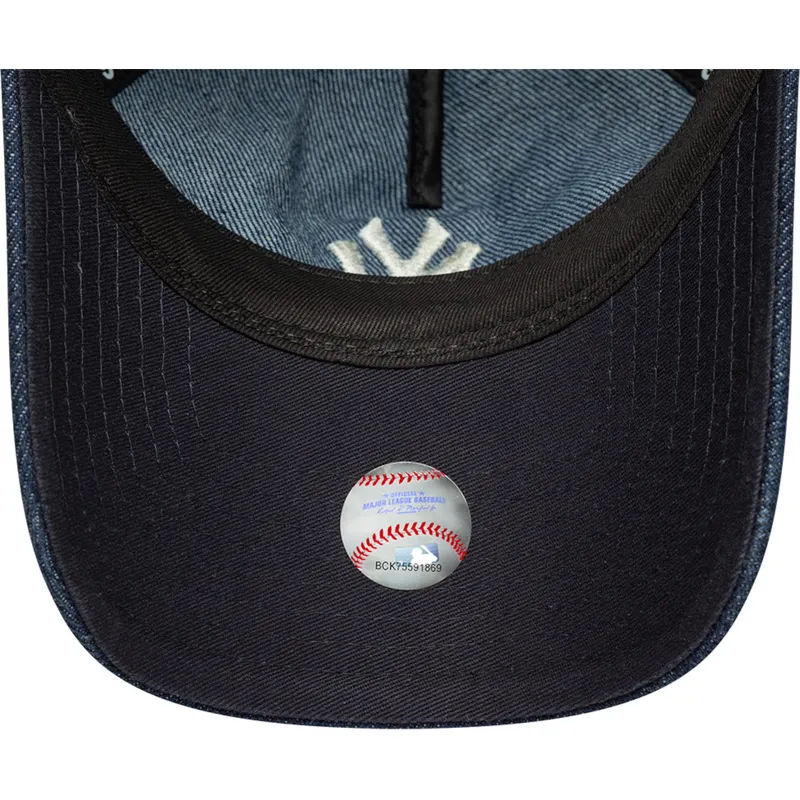 new-era-curved-brim-women-9twenty-a-frame-denim-new-york-yankees-mlb-navy-blue-adjustable-cap