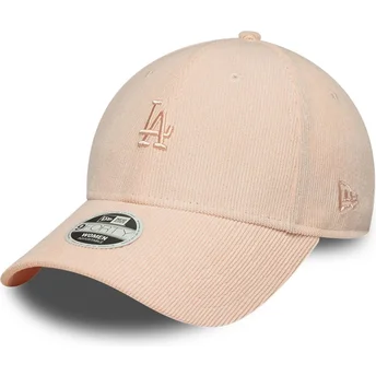 New Era Curved Brim Women Pink Logo 9FORTY Mini Cord Los Angeles Dodgers MLB Pink Adjustable Cap