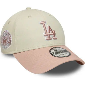 Mütsid kumer beež reguleeritav rihm rosa rosa 9FORTY World Series Patch Los Angeles Dodgers MLB New Era