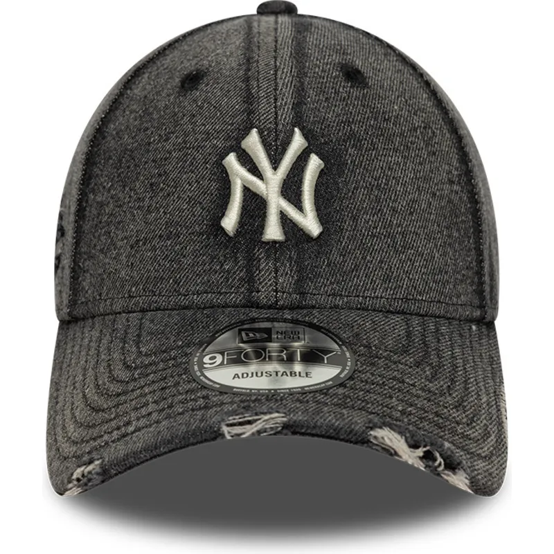 new-era-curved-brim-9forty-acid-wash-denim-new-york-yankees-mlb-black-adjustable-cap
