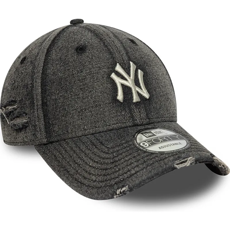 new-era-curved-brim-9forty-acid-wash-denim-new-york-yankees-mlb-black-adjustable-cap