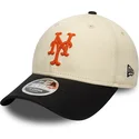 new-era-curved-brim-9forty-m-crown-side-script-new-york-mets-mlb-beige-and-black-snapback-cap