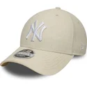 cap-kumer-beige-snapback-9forty-m-crown-linen-new-york-yankees-mlb-new-era