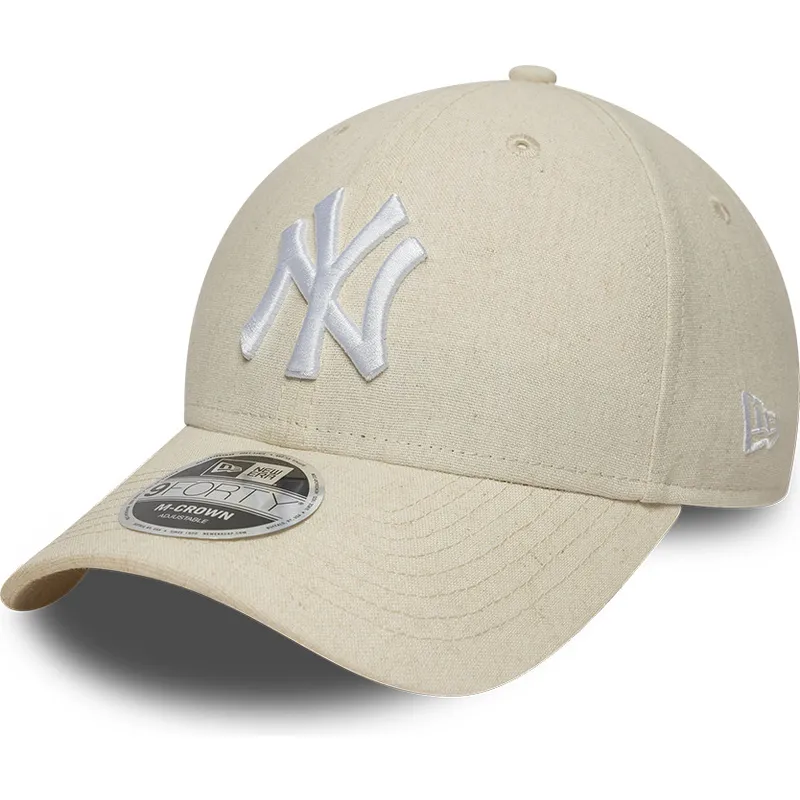 cap-kumer-beige-snapback-9forty-m-crown-linen-new-york-yankees-mlb-new-era
