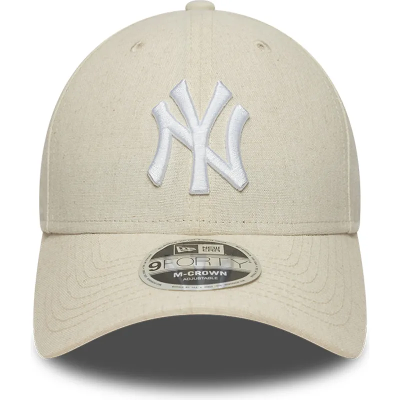 cap-kumer-beige-snapback-9forty-m-crown-linen-new-york-yankees-mlb-new-era