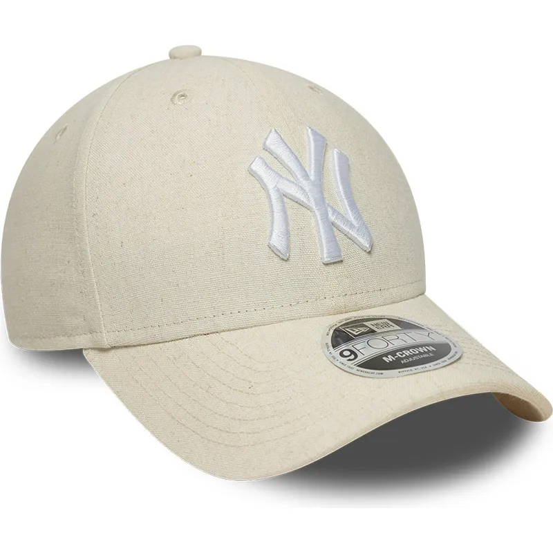 cap-kumer-beige-snapback-9forty-m-crown-linen-new-york-yankees-mlb-new-era