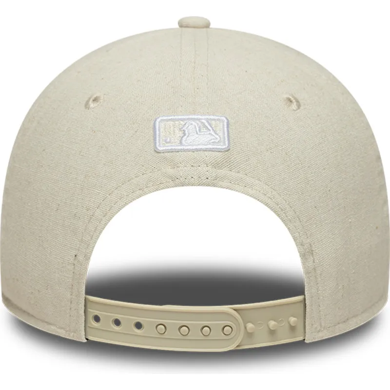 cap-kumer-beige-snapback-9forty-m-crown-linen-new-york-yankees-mlb-new-era