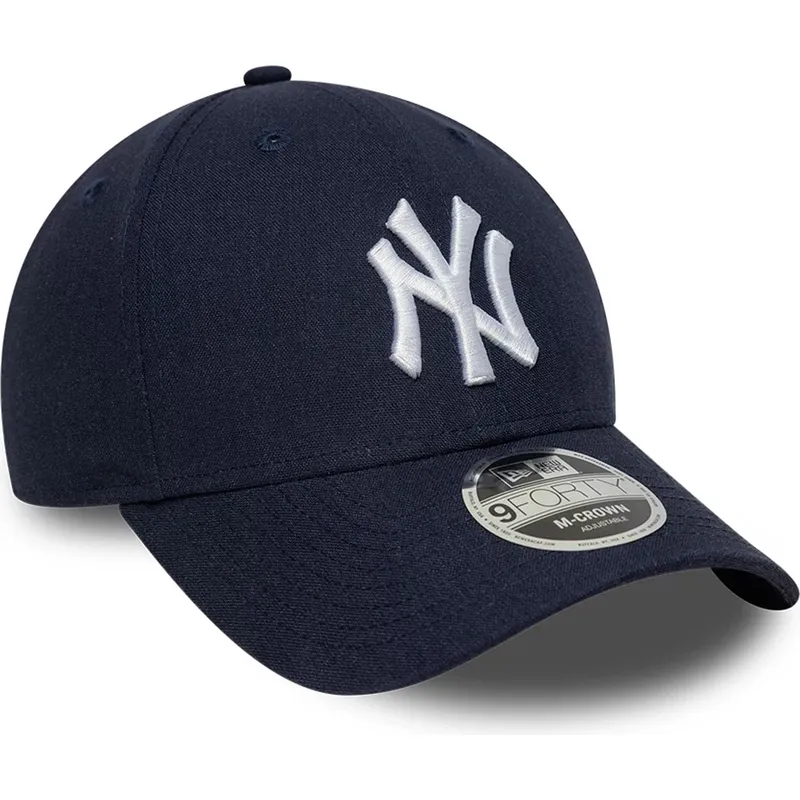 new-era-curved-brim-9forty-m-crown-linen-new-york-yankees-mlb-navy-blue-snapback-cap