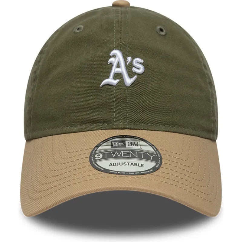 new-era-curved-brim-9twenty-mini-washed-contrast-oakland-athletics-mlb-green-and-brown-adjustable-cap