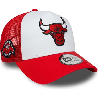 New Era A Frame Side Patch Chicago Bulls NBA Red and White Trucker Hat
