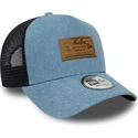 new-era-a-frame-denim-leather-patch-blue-trucker-hat