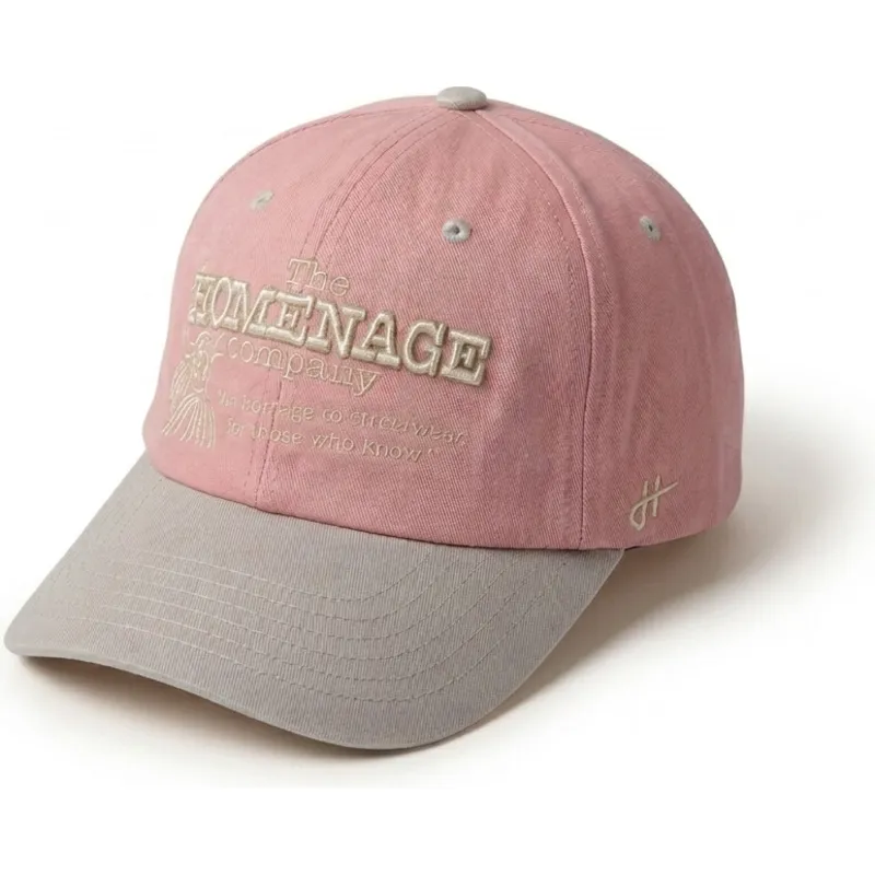 homenage-curved-brim-statue-just-kids-the-90s-pink-and-grey-adjustable-cap