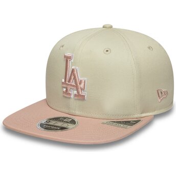 Mütsid lame beež snapback rosa 9FIFTY Original Fit World Series Patch Los Angeles Dodgers MLB New Era