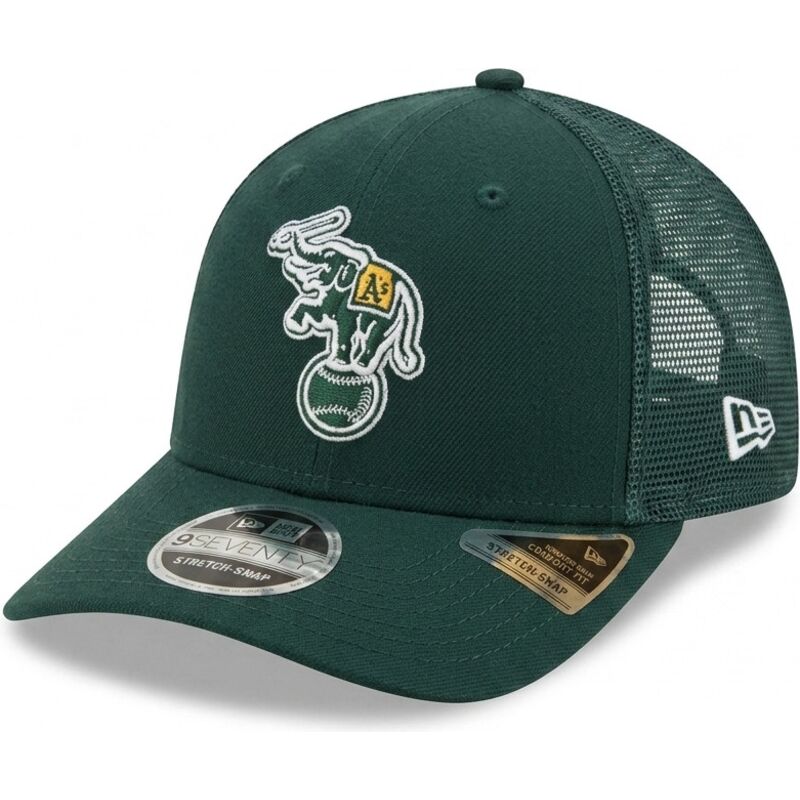 new-era-9seventy-stretch-snap-evergreen-oakland-athletics-mlb-green-trucker-hat