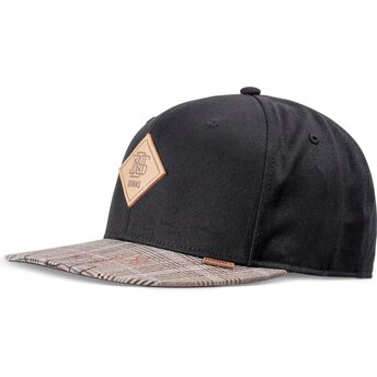 Djinns Flat Brim Crinklecheck Rev Black and Grey Snapback Cap