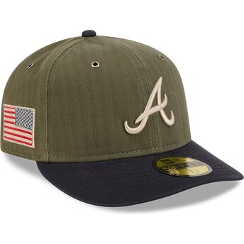 New Era Curved Brim 59FIFTY Pre-Curved American Herringbone Atlanta Braves MLB Green Fitted Cap