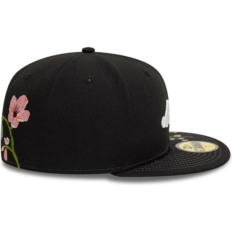 new-era-flat-brim-59fifty-floral-emb-black-fitted-cap new-era-flat-brim-59fifty-floral-emb-black-fitted-cap