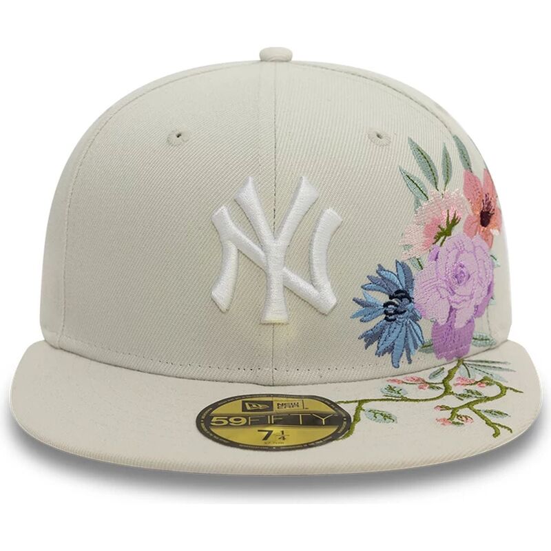 new-era-flat-brim-59fifty-floral-new-york-yankees-mlb-beige-fitted-cap
