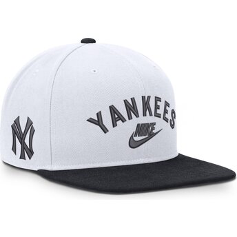 Cap lame white snapback Cooperstown Dri-Fit Pro Structured Square Bill New York Yankees MLB Nike