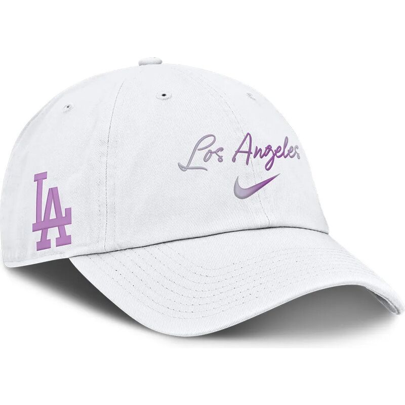 cap-kumer-white-adjustable-strap-mothers-day-club-unstructured-organic-cotton-los-angeles-dodgers-mlb-nike