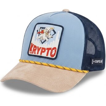 Capslab Krypto DC12 PCTKRYPB DC Comics Blue and Beige Trucker Hat