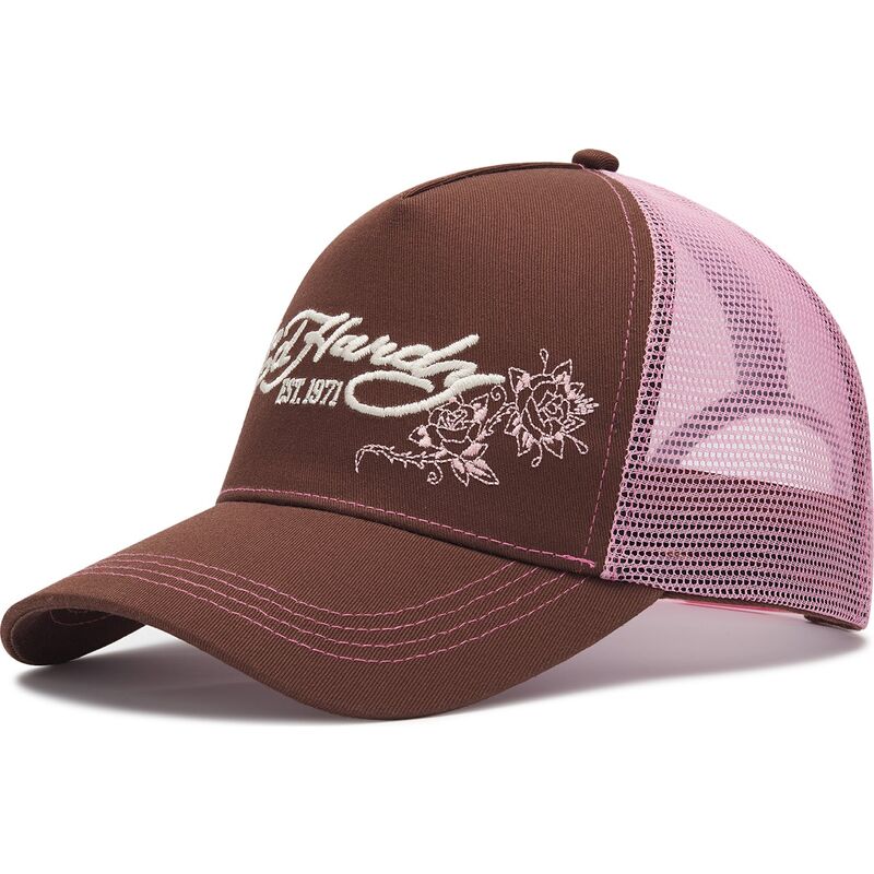 mutsid-kumer-pruun-snapback-rosa-skull-and-roses-ed-hardy