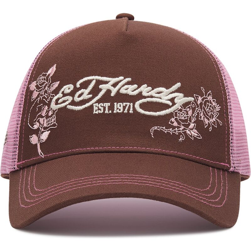 mutsid-kumer-pruun-snapback-rosa-skull-and-roses-ed-hardy
