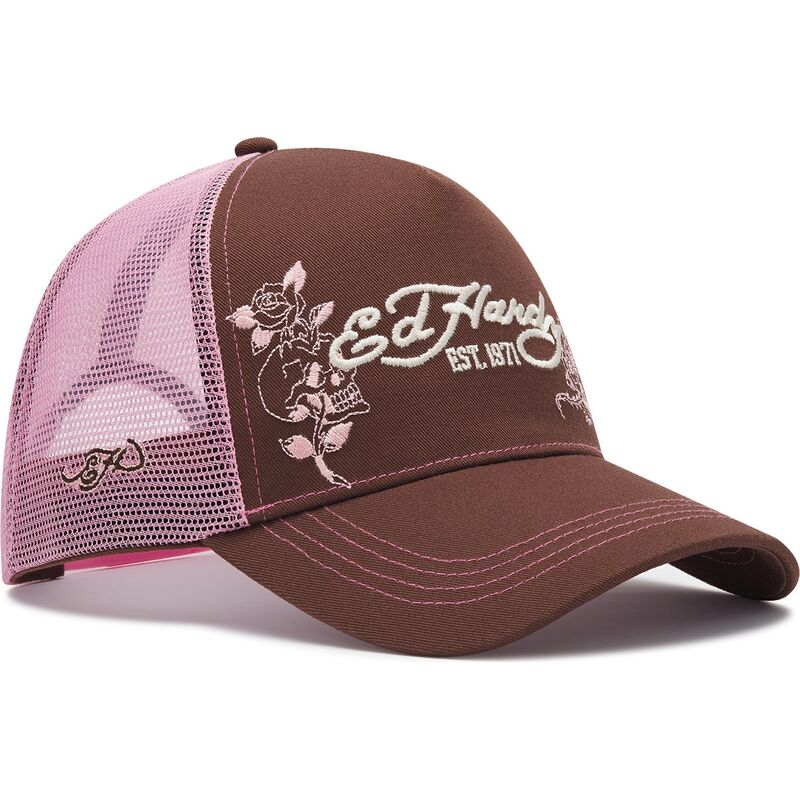 mutsid-kumer-pruun-snapback-rosa-skull-and-roses-ed-hardy