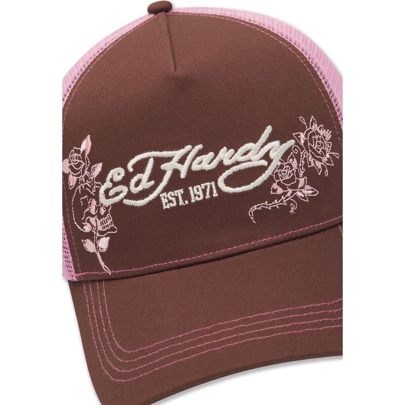 mutsid-kumer-pruun-snapback-rosa-skull-and-roses-ed-hardy