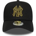 mutsid-kumer-must-snapback-dorado-e-frame-metallic-outline-new-york-yankees-mlb-new-era