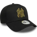 mutsid-kumer-must-snapback-dorado-e-frame-metallic-outline-new-york-yankees-mlb-new-era