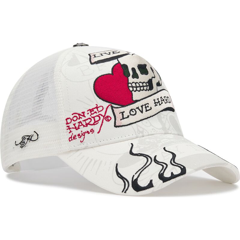 mutsid-kumer-valge-snapback-live-fast-love-hard-ed-hardy
