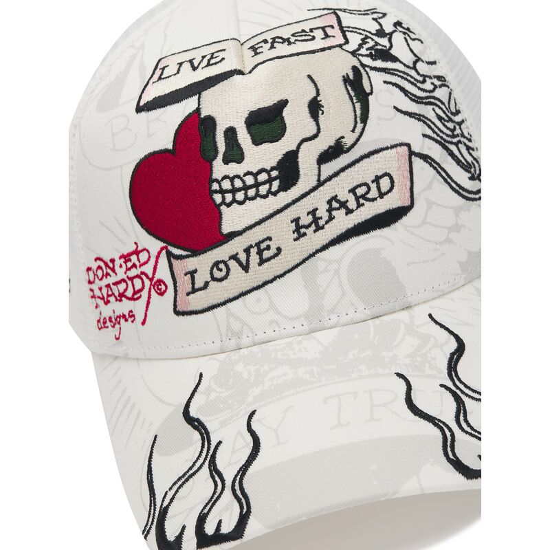 mutsid-kumer-valge-snapback-live-fast-love-hard-ed-hardy