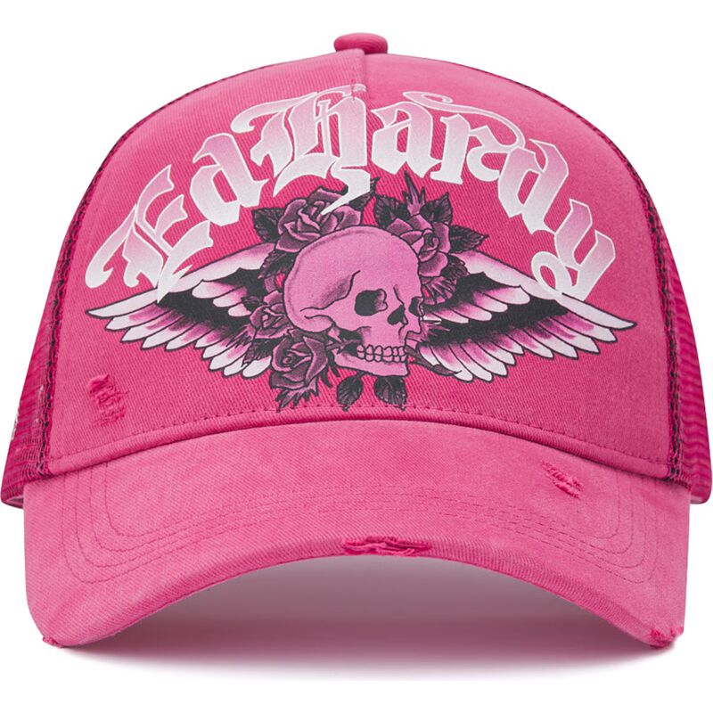 mutsid-kumer-roosa-snapback-flaming-gothic-skull-washed-ed-hardy