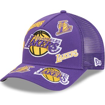 Mütsid kumer violetne snapback 9FORTY M-Crown A Frame All Over Los Angeles Lakers NBA New Era