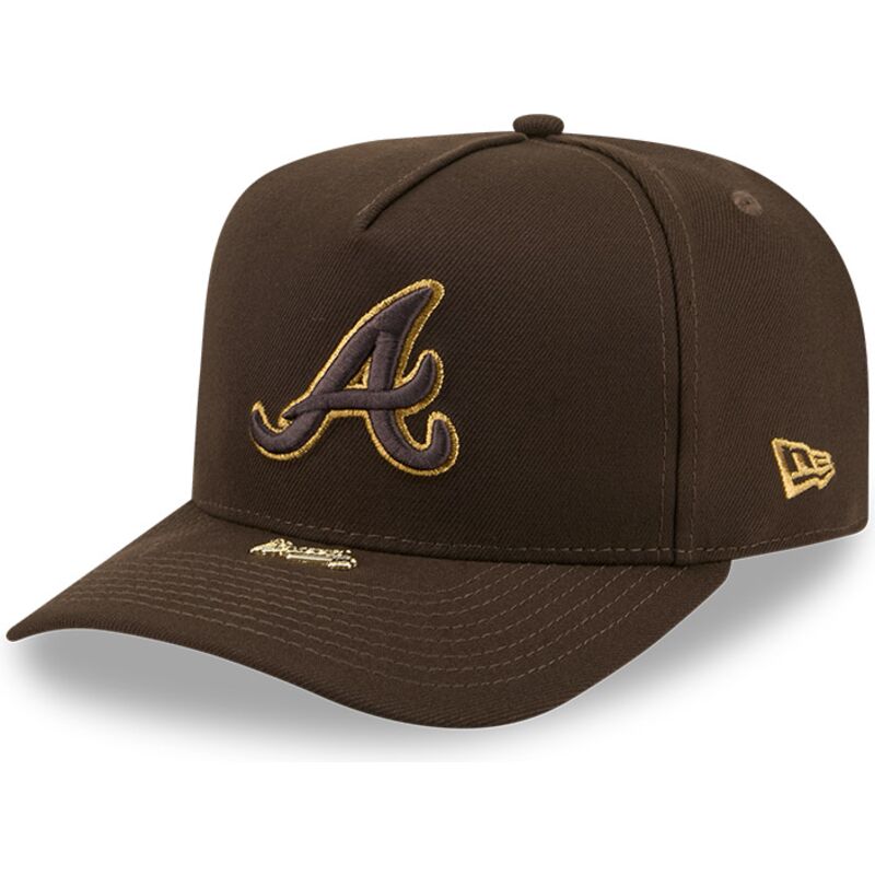 mutsid-kumer-pruun-snapback-9fifty-a-frame-precurved-visor-pin-atlanta-braves-mlb-new-era