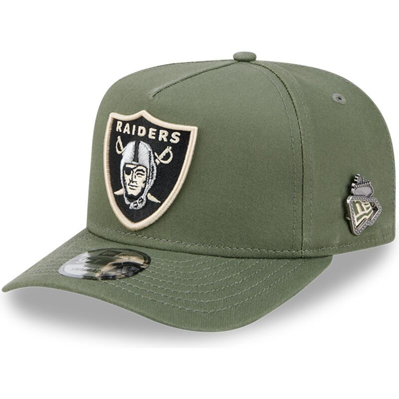 mutsid-kumer-roheline-snapback-9fifty-a-frame-precurved-side-pin-las-vegas-raiders-nfl-new-era
