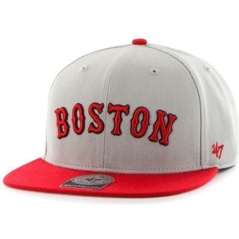 47-brand-flat-brim-side-logo-mlb-boston-red-sox-grey-snapback-cap