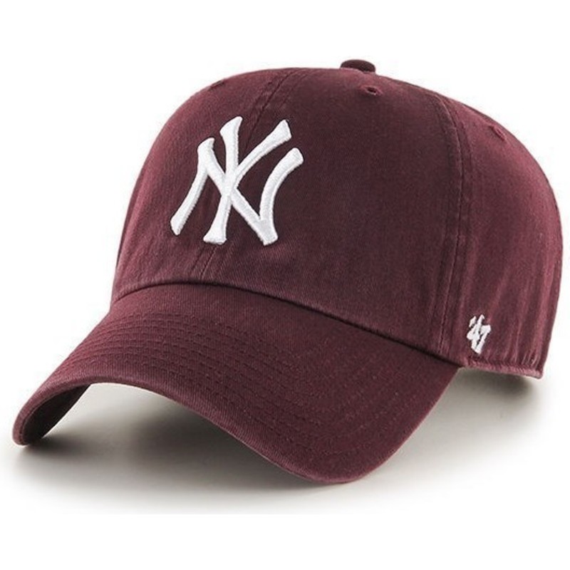 47-brand-curved-brim-new-york-yankees-mlb-clean-up-maroon-cap