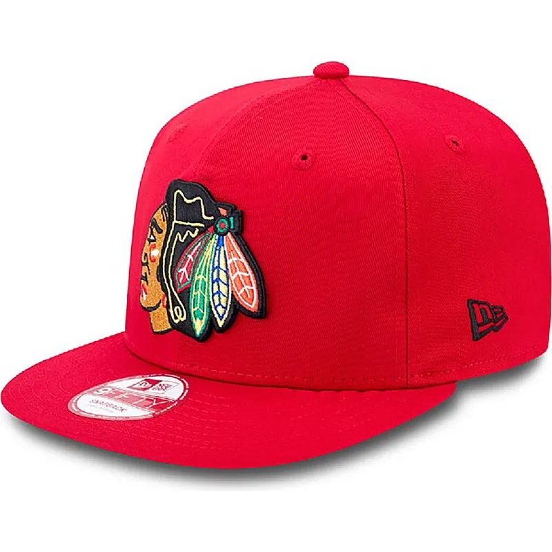 mutsid-lame-punane-snapback-9fifty-cotton-block-chicago-blackhawks-nhl-new-era