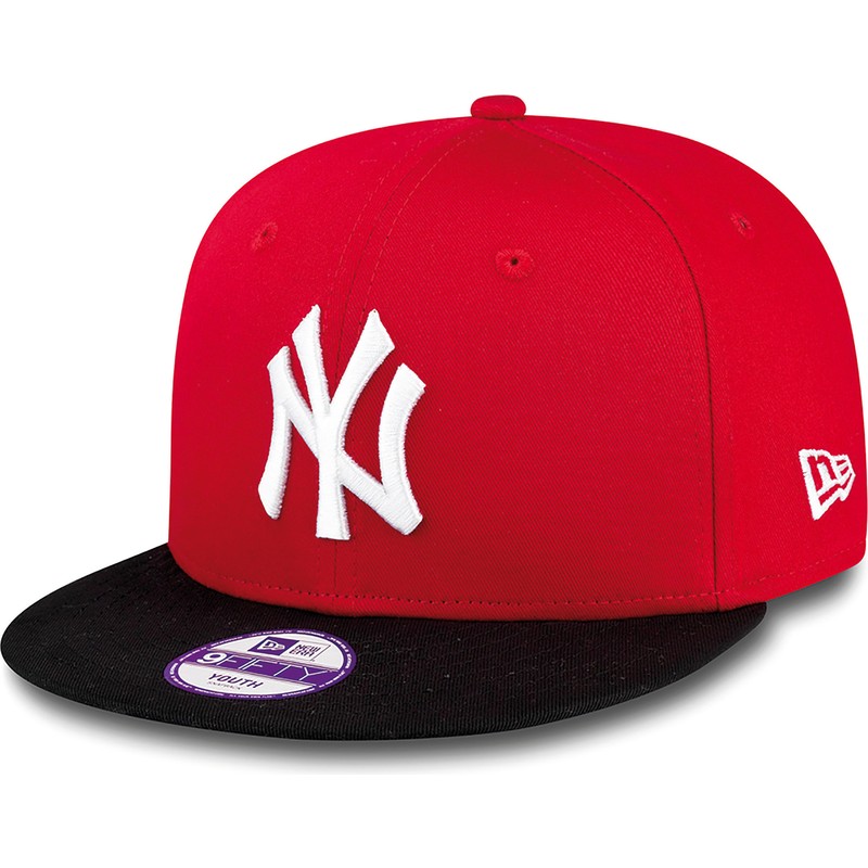new-era-flat-brim-youth-9fifty-cotton-block-new-york-yankees-mlb-red-snapback-cap